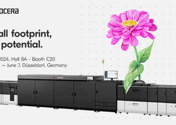 Kyocera will be at drupa 2024 next week to demonstrate that the future of production print lies in water-based inkjet