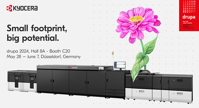 Kyocera will be at drupa 2024 next week to demonstrate that the future of production print lies in water-based inkjet