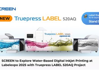 SCREEN to Explore Water-Based Digital Inkjet Printing at Labelexpo 2025 with Truepress LABEL 520AQ Project